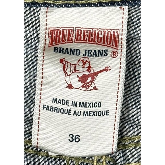 True Religion Mens Jeans Straight QT Green Combo Chestnut Path Denim Size 38x28 - Picture 14 of 16
